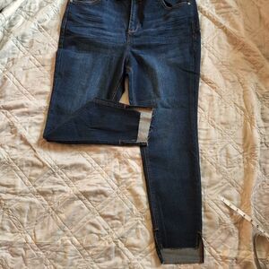 ELOQUII high-low raw hem jeans